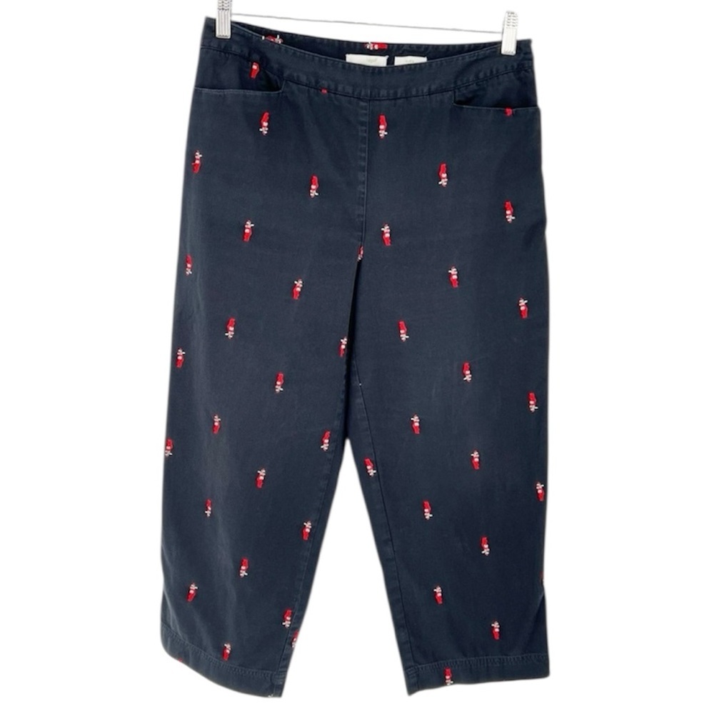 LizGolf Audra Black‎ Cropped Pants with Red Golf Bag Embroidery Novelty